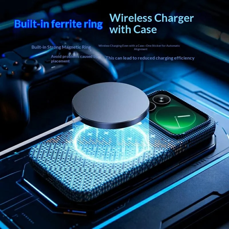 Capa Magnética para Xiaomi 17 Pro com Padrão de Grelha Pixel, Capa Rígida em PC Resistente a Choques - Azul