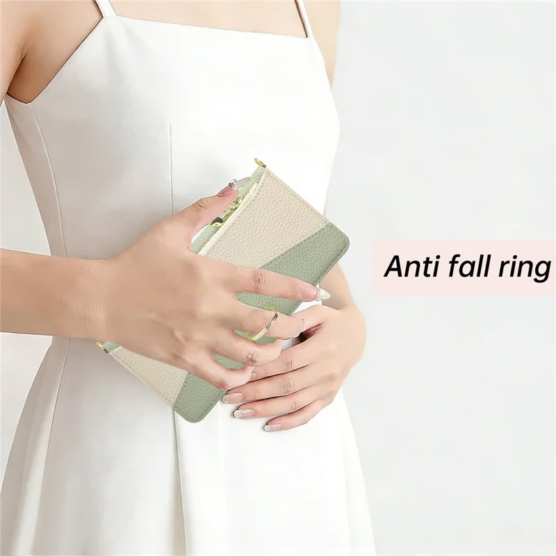 For Samsung Galaxy Z Fold8 Ultra Wallet Case Triangular Splicing Zipper Leather Phone Cover with Wrist Strap - Green
