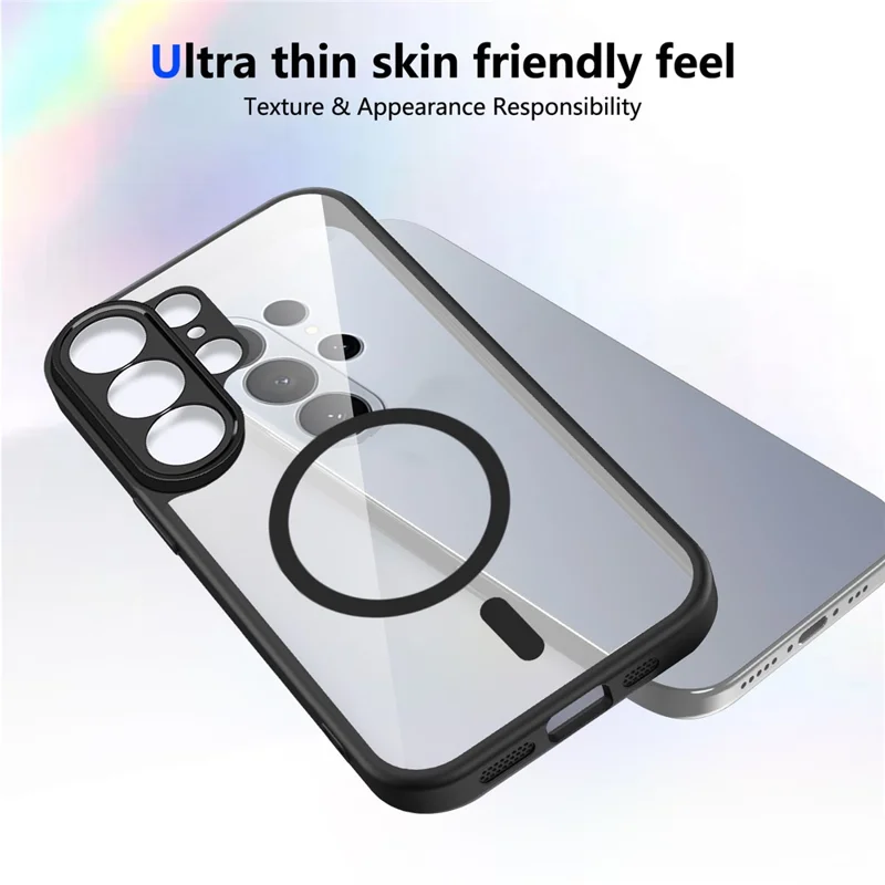 For Samsung Galaxy S26 Ultra Magnetic Case Transparent PC + TPU Shockproof Skin-friendly Phone Cover - Black