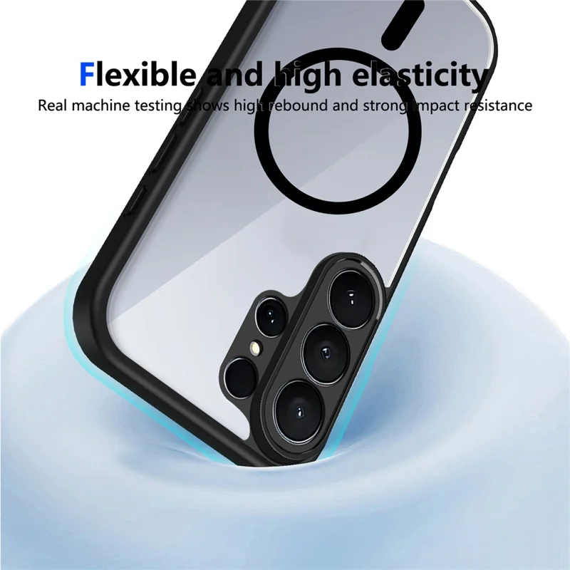 For Samsung Galaxy S26 Ultra Magnetic Case Transparent PC + TPU Shockproof Skin-friendly Phone Cover - Black
