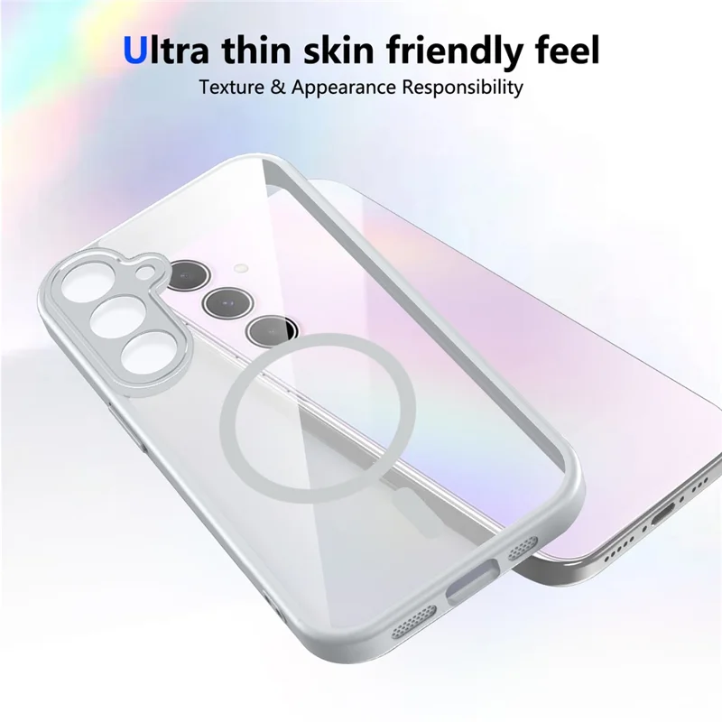 Voor Samsung Galaxy S25+ Magnetische Hoes Transparant PC + TPU Stootvrije Huidvriendelijke Telefoonhoes - Grijs
