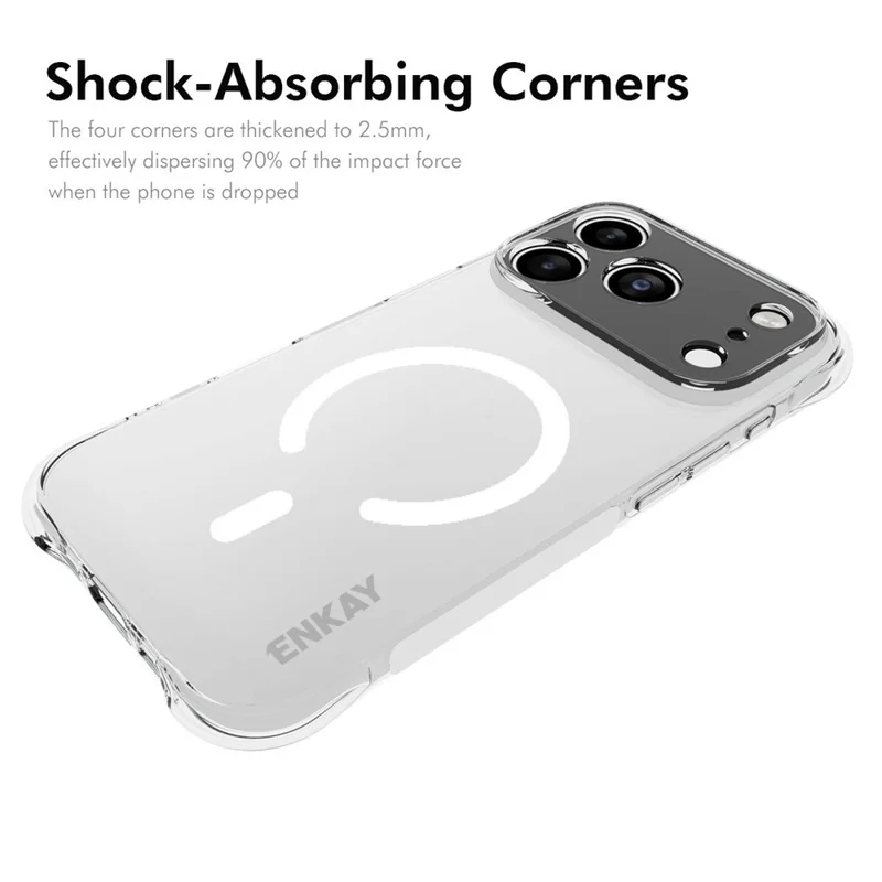 ENKAY HAT PRINCE for iPhone 17 Pro Max Magnetic Case Clear TPU Reinforced Corners Shockproof Phone Cover - Transparent