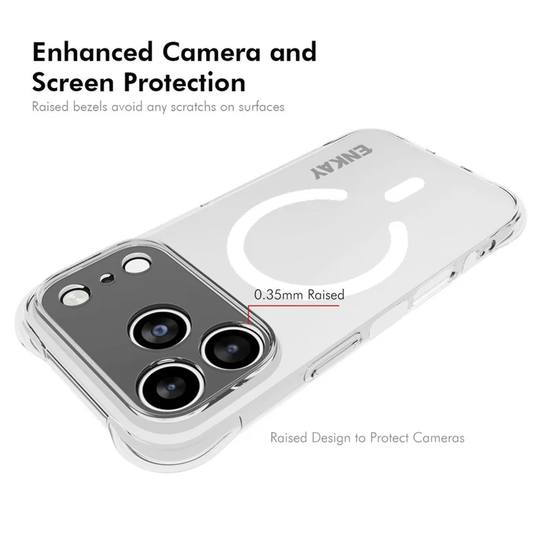 ENKAY HAT PRINCE for iPhone 17 Pro Max Magnetic Case Clear TPU Reinforced Corners Shockproof Phone Cover - Transparent