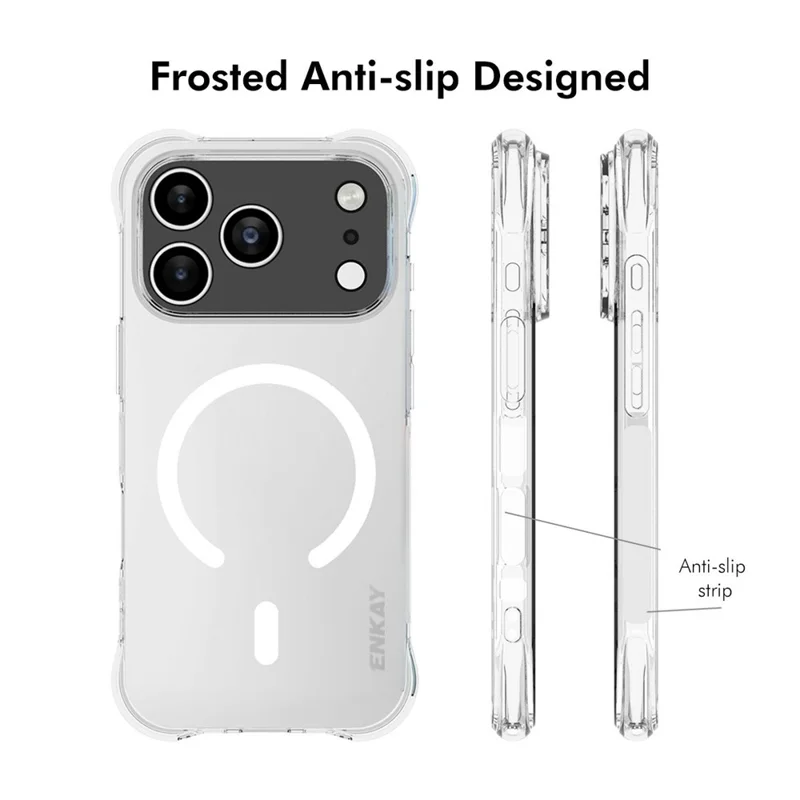 ENKAY HAT PRINCE for iPhone 17 Pro Max Magnetic Case Clear TPU Reinforced Corners Shockproof Phone Cover - Transparent
