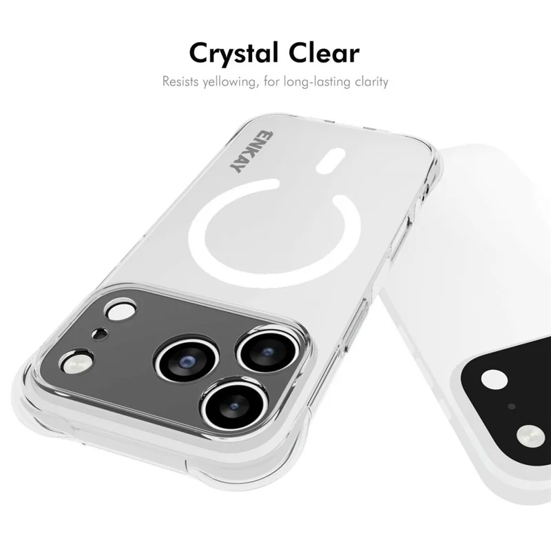 ENKAY HAT PRINCE for iPhone 17 Pro Max Magnetic Case Clear TPU Reinforced Corners Shockproof Phone Cover - Transparent