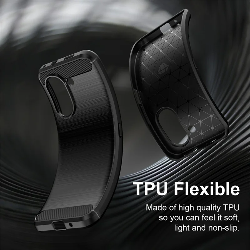 Coque TPU pour Honor X7e 4G, housse de protection avec texture fibre de carbone, finition brossée - Noir