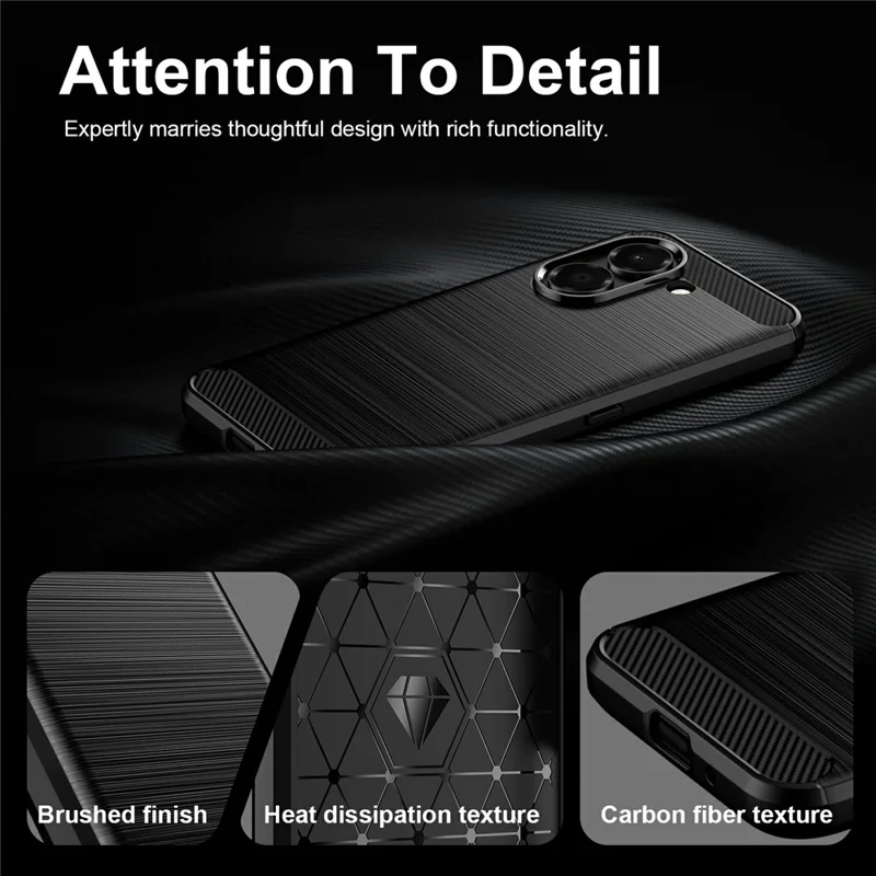 Coque TPU pour Honor X7e 4G, housse de protection avec texture fibre de carbone, finition brossée - Noir
