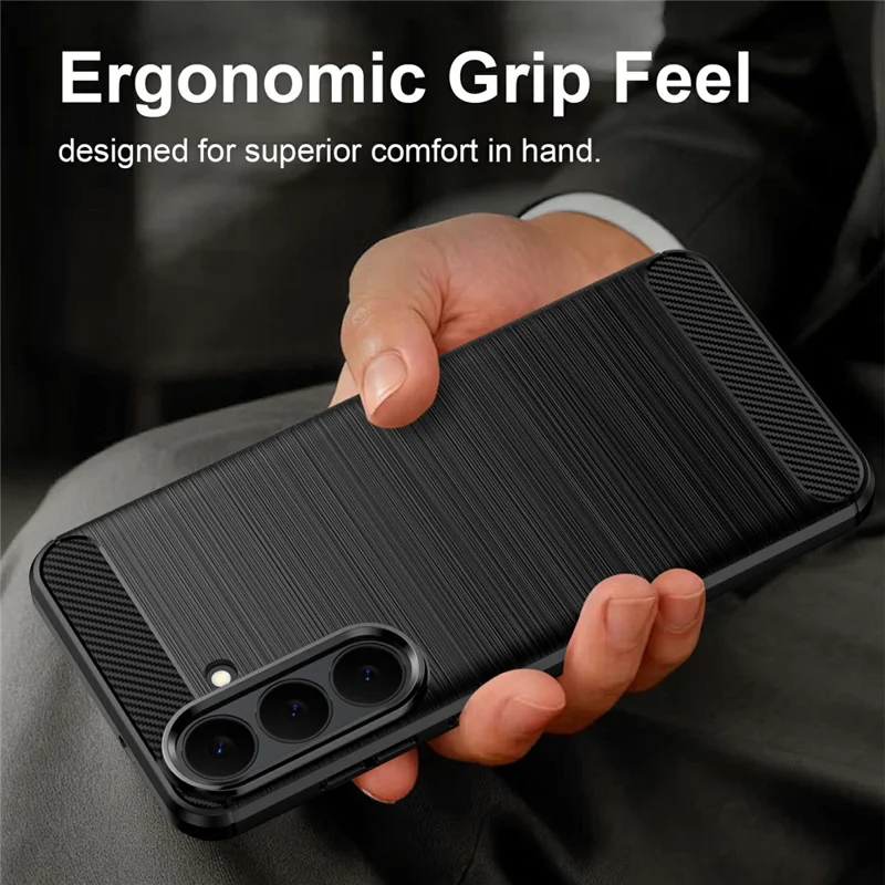 For Samsung Galaxy S26 FE TPU Case Protective Phone Cover Carbon Fiber Texture Brushed - Black