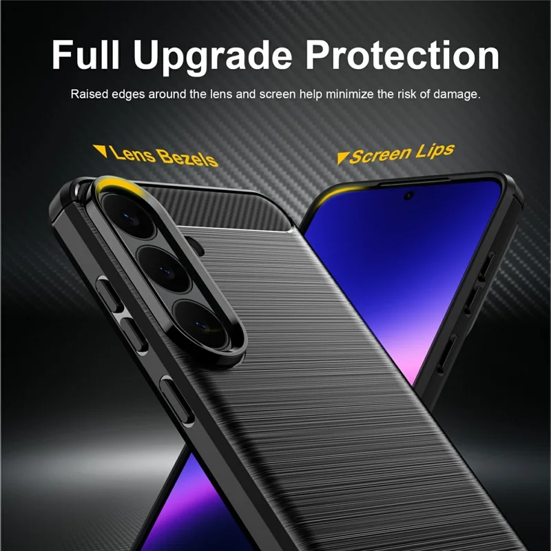 For Samsung Galaxy S26 FE TPU Case Protective Phone Cover Carbon Fiber Texture Brushed - Black