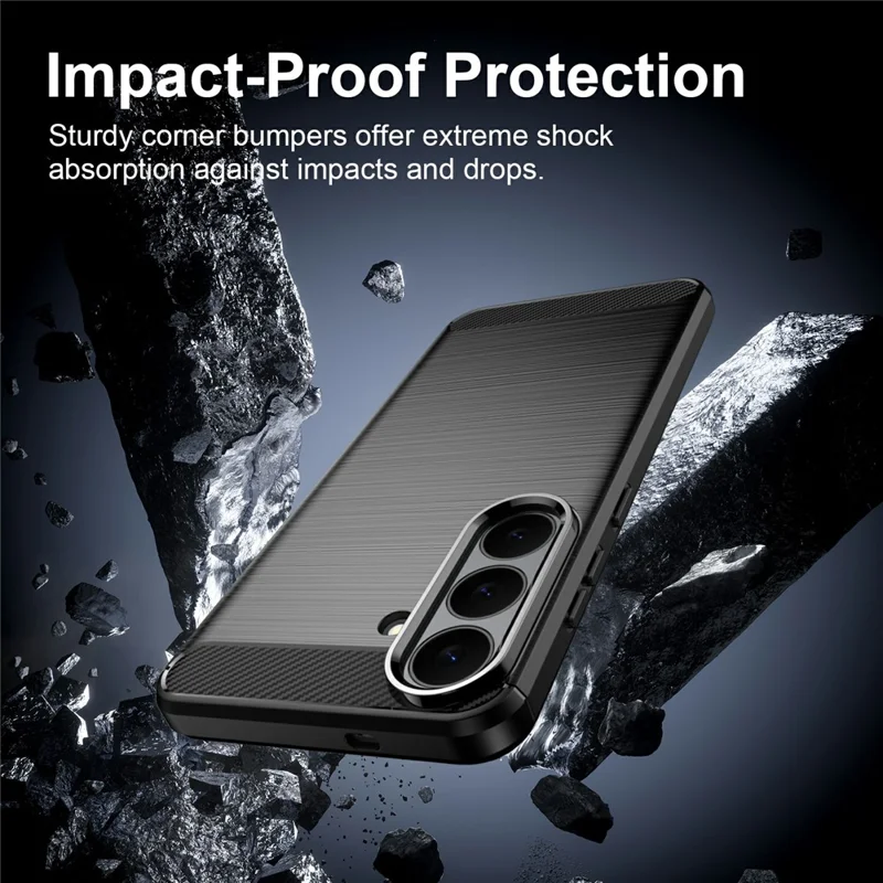 For Samsung Galaxy S26 FE TPU Case Protective Phone Cover Carbon Fiber Texture Brushed - Black
