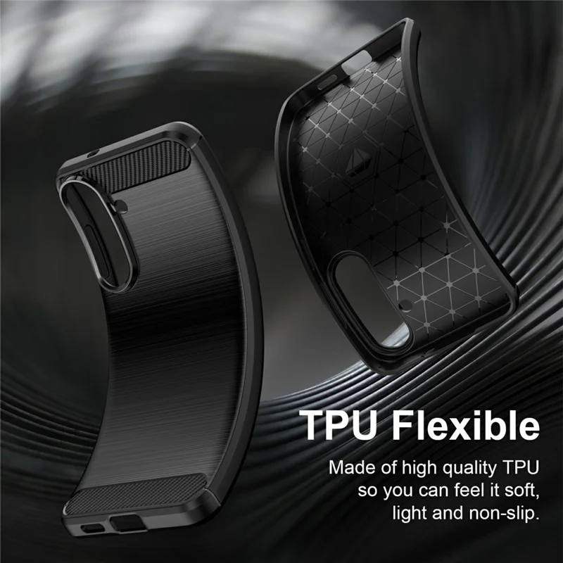 For Samsung Galaxy S26 FE TPU Case Protective Phone Cover Carbon Fiber Texture Brushed - Black