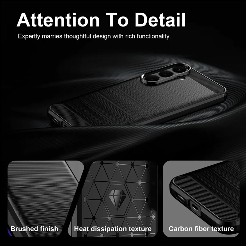 For Samsung Galaxy S26 FE TPU Case Protective Phone Cover Carbon Fiber Texture Brushed - Black
