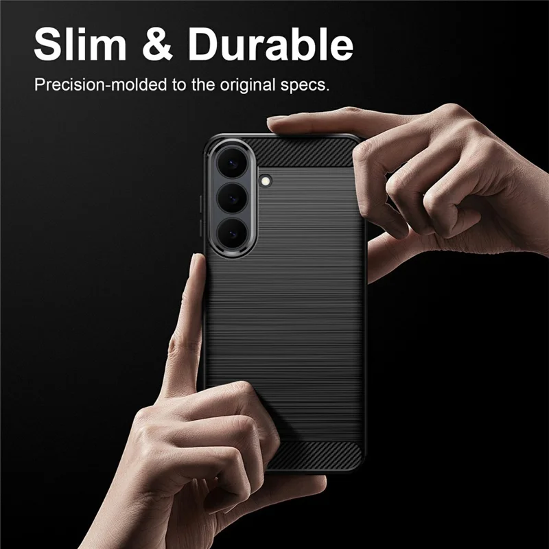 For Samsung Galaxy S26 FE TPU Case Protective Phone Cover Carbon Fiber Texture Brushed - Black