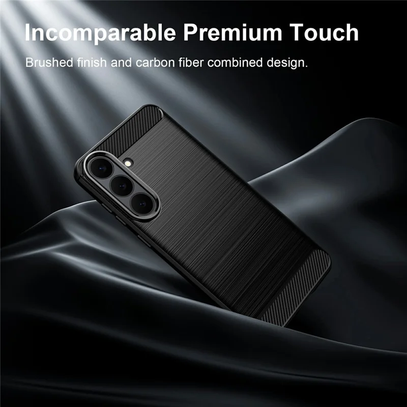 For Samsung Galaxy S26 FE TPU Case Protective Phone Cover Carbon Fiber Texture Brushed - Black