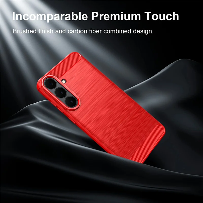 For Samsung Galaxy S26 FE TPU Case Protective Phone Cover Carbon Fiber Texture Brushed - Red - 8