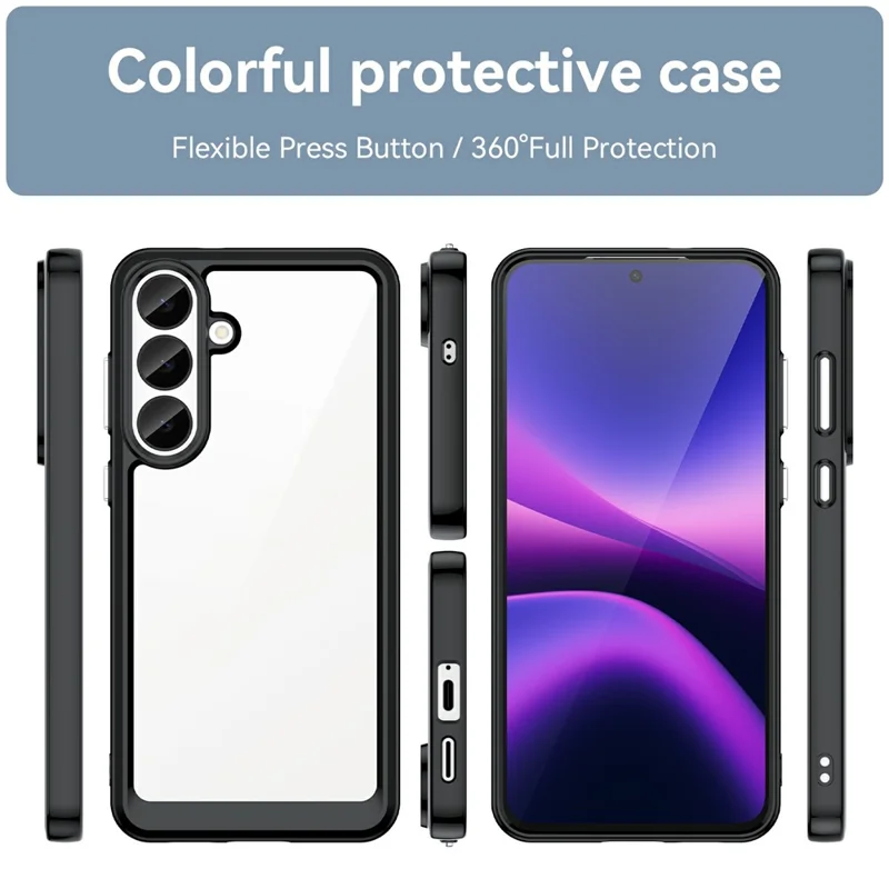 Custodia per telefono per Samsung Galaxy S26 FE TPU + acrilico custodia protettiva trasparente - Nero