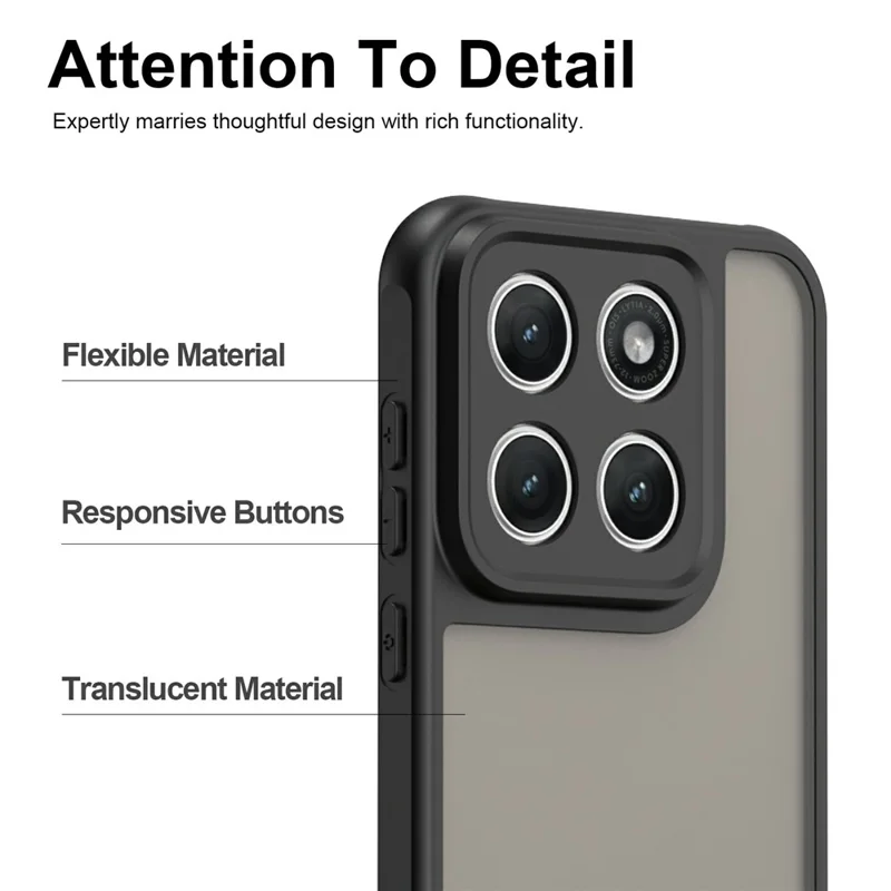 For Motorola Edge (2026) telefonbeskytter Faldsikker Luftkammer Satintranslucent PC + TPU Telefon Bagdæksel - Sort