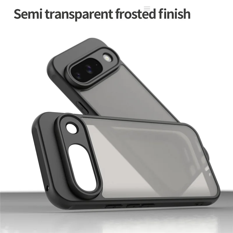 For Google Pixel 9 Phone Case Drop Proof Airbags Frosted Translucent PC + TPU Phone Back Cover - Black