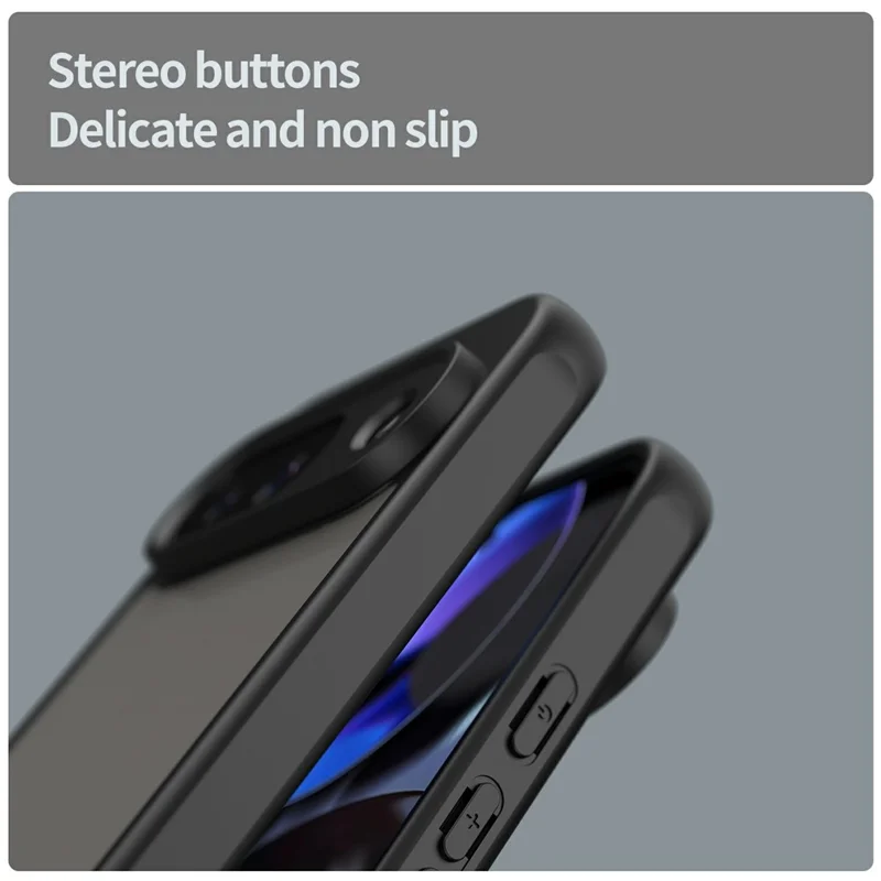 For Google Pixel 9 Phone Case Drop Proof Airbags Frosted Translucent PC + TPU Phone Back Cover - Black