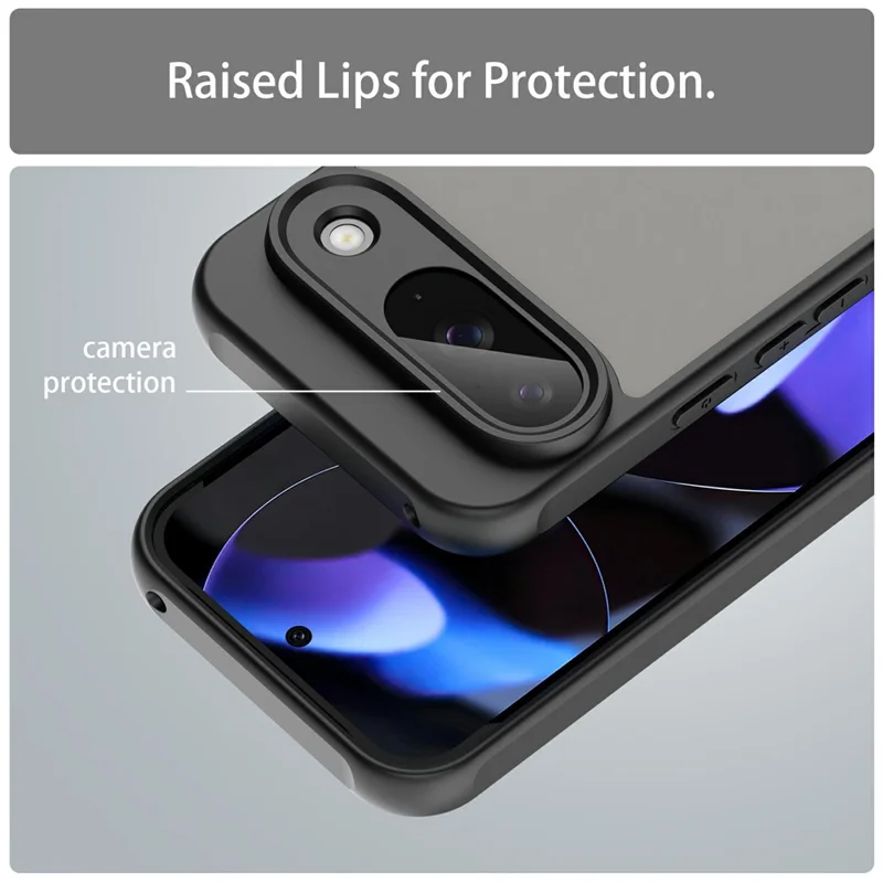 For Google Pixel 9 Phone Case Drop Proof Airbags Frosted Translucent PC + TPU Phone Back Cover - Black