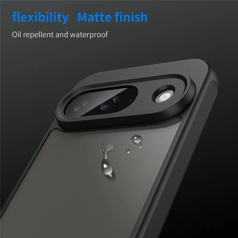 For Google Pixel 9 Phone Case Drop Proof Airbags Frosted Translucent PC + TPU Phone Back Cover - Black