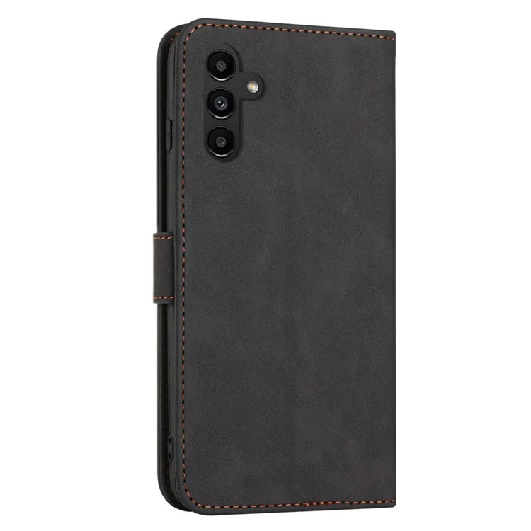 Cubierta Telefónica Antidustado Para Samsung Galaxy A14 5G, Magnetic Clap PU Cuero Flip Flip Willet Case Con Correa - Negro