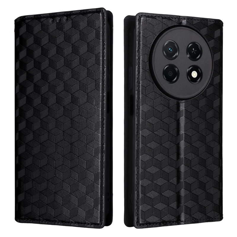Für Huawei nova 15 Max / Enjoy 90 Pro Max Tasche mit Rhombusmuster aus PU-Leder - Schwarz