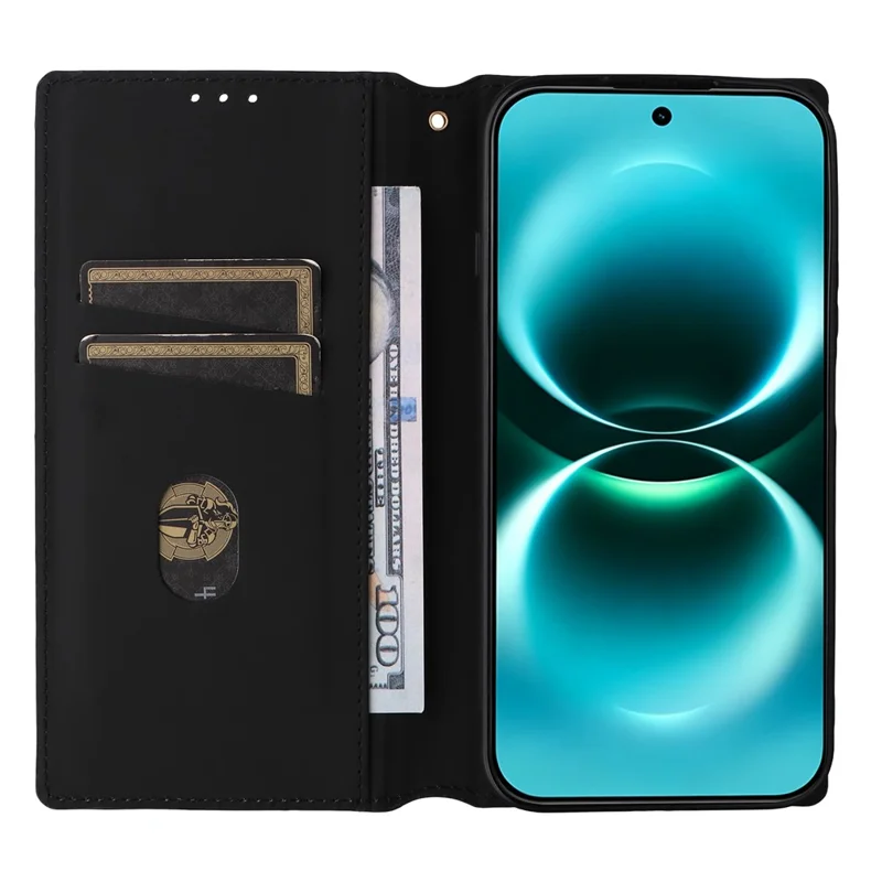 Für Huawei nova 15 Max / Enjoy 90 Pro Max Tasche mit Rhombusmuster aus PU-Leder - Schwarz