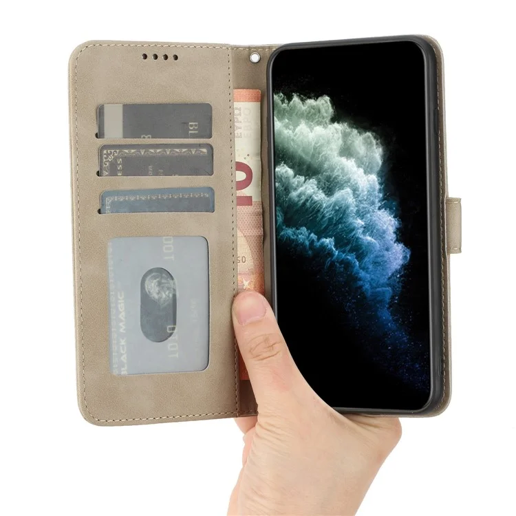 For Google Pixel 7 5G Anti-scratch Mobile Phone Case Magnetic Clasp PU Leather Stand Flip Wallet Cover with Strap - Khaki