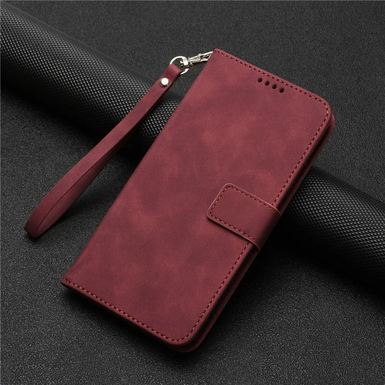 For Google Pixel 7 5G Anti-scratch Mobile Phone Case Magnetic Clasp PU Leather Stand Flip Wallet Cover with Strap - Wine Red