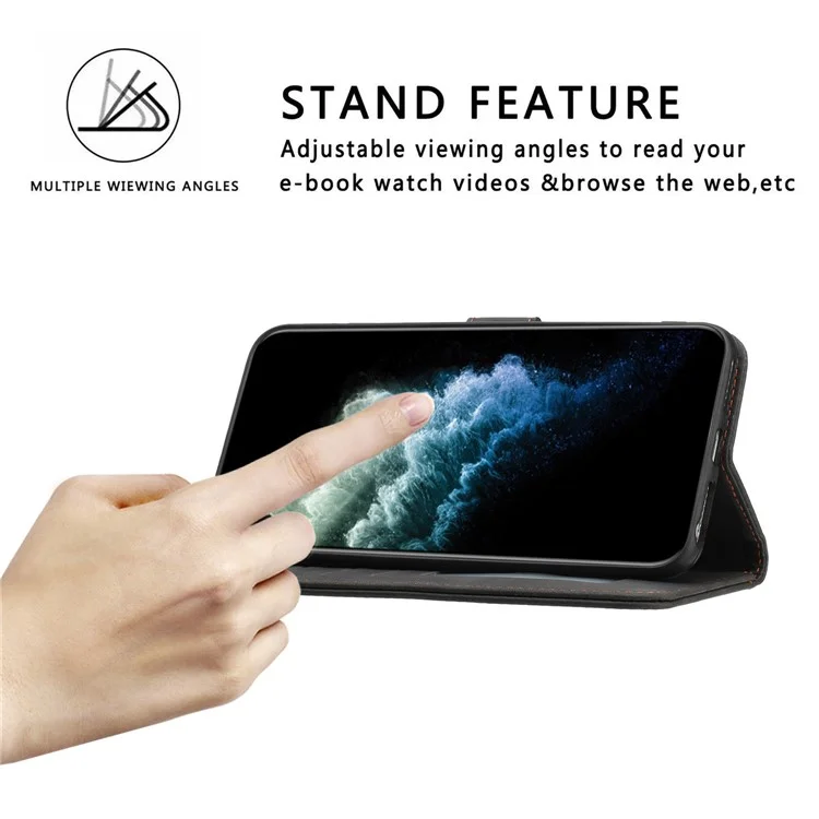 For Samsung Galaxy A22e Anti-scratch Cell Phone Flip Wallet Cover Phone Case Magnetic Clasp PU Leather Stand Shell with Strap - Black