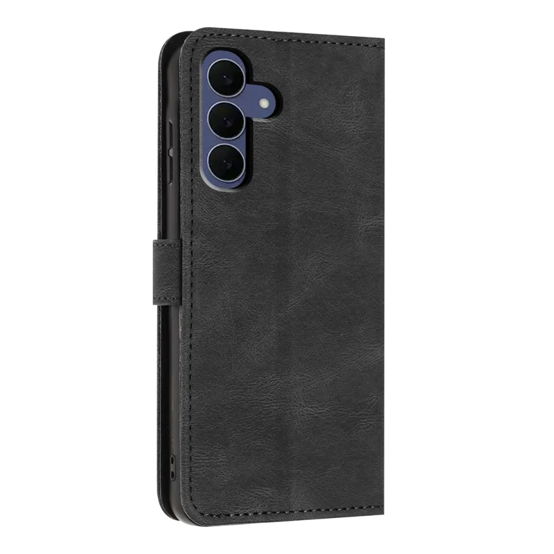 For Samsung Galaxy S26 FE Wallet Case Butterfly Flower Imprint PU Leather Phone Cover with Wrist Strap - Black