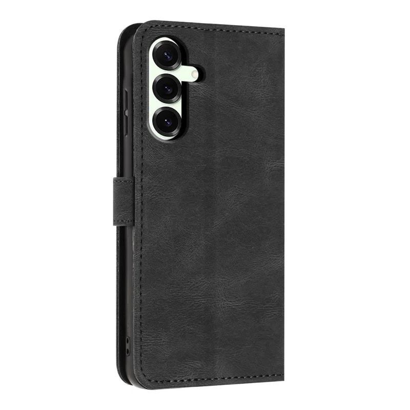 For Samsung Galaxy S25+ Wallet Case Butterfly Flower Imprint PU Leather Phone Cover with Wrist Strap - Black