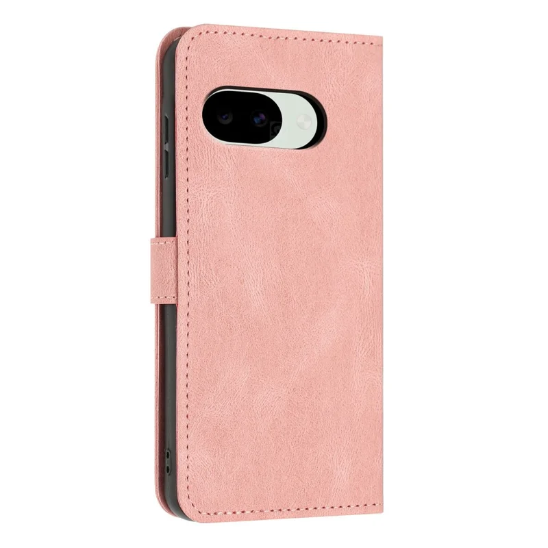 For Google Pixel 10a Wallet Case Butterfly Flower Imprint PU Leather Phone Cover with Wrist Strap - Pink