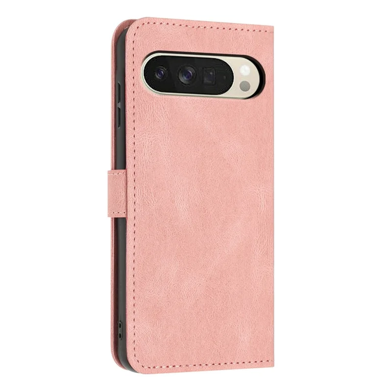 For Google Pixel 10 Pro XL Wallet Case Butterfly Flower Imprint PU Leather Phone Cover with Wrist Strap - Pink