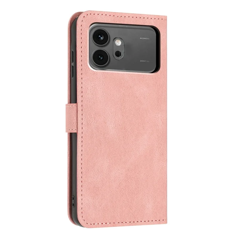 For Honor 600 5G Wallet Case Butterfly Flower Imprint PU Leather Phone Cover with Wrist Strap - Pink