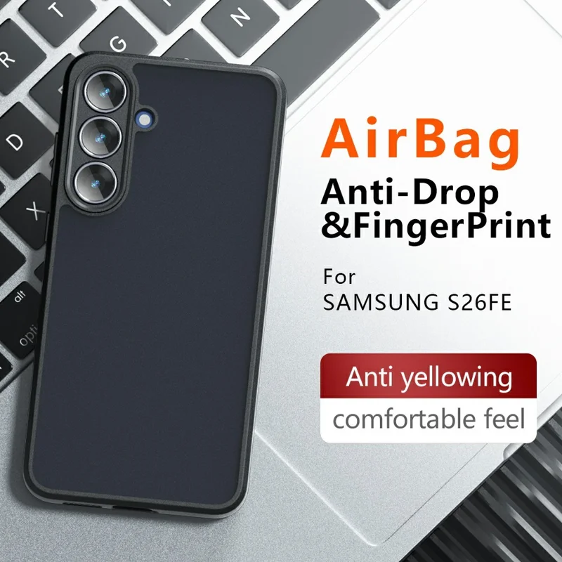 For Samsung Galaxy S26 FE Case Skin-Touch TPU + PC Matte Phone Back Cover - Transparent Black - 12