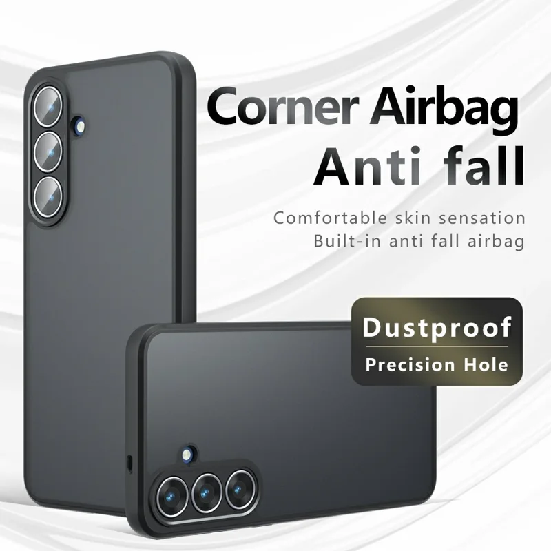 For Samsung Galaxy S26 FE Case Skin-Touch TPU + PC Matte Phone Back Cover - Transparent Black