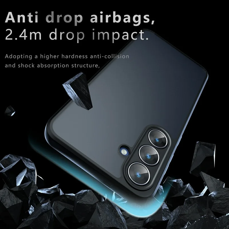 For Samsung Galaxy S26 FE Case Skin-Touch TPU + PC Matte Phone Back Cover - Transparent Black - 4