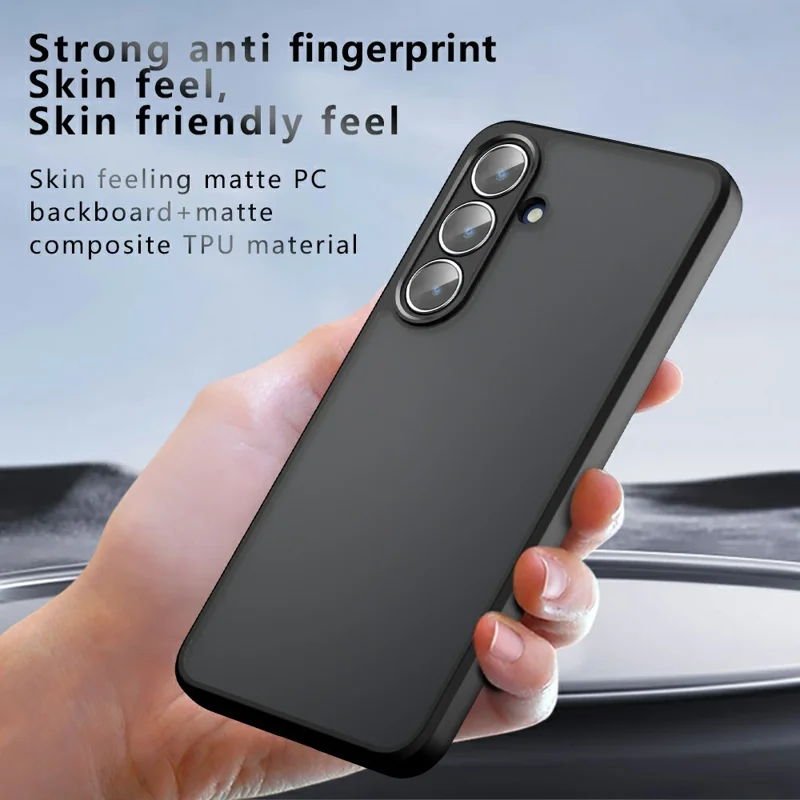 For Samsung Galaxy S26 FE Case Skin-Touch TPU + PC Matte Phone Back Cover - Transparent Black - 8