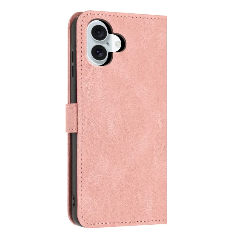 For iPhone 17 Wallet Case Butterfly Flower Imprint PU Leather Phone Cover with Wrist Strap - Pink