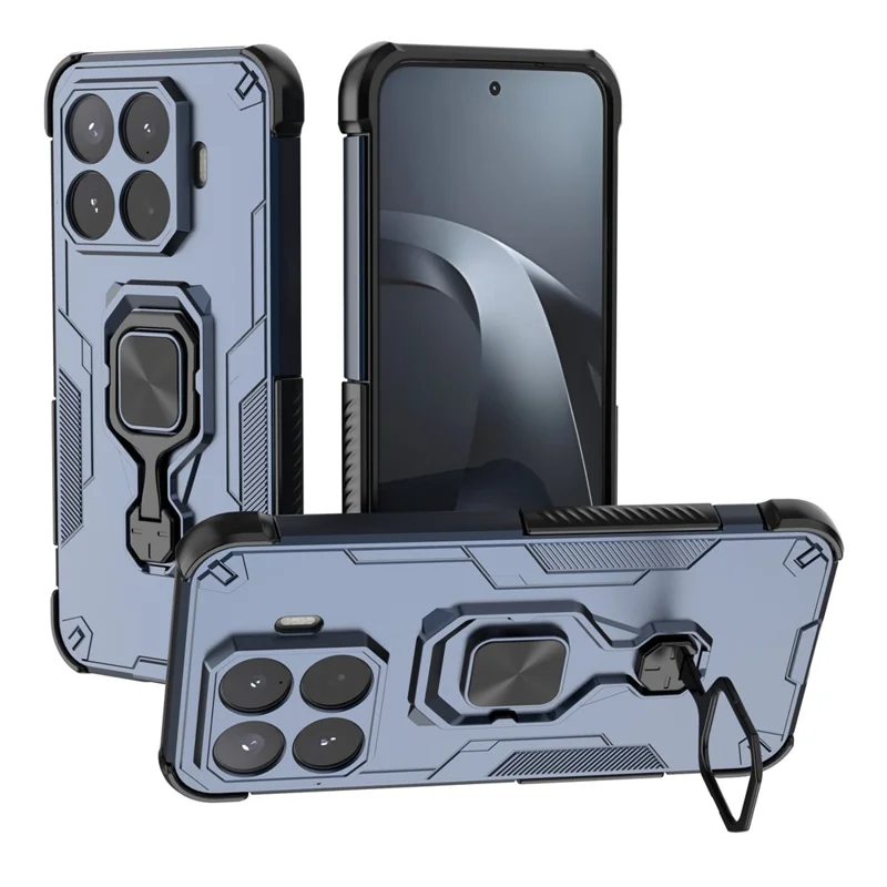 Obudowa do Xiaomi 17T Pro z obracalnym pierścieniem i podstawką, PC + TPU, odporna na wstrząsy - granatowa