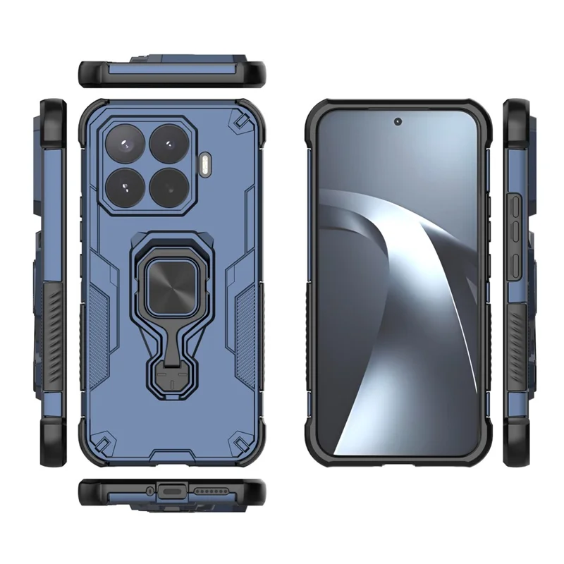 Obudowa do Xiaomi 17T Pro z obracalnym pierścieniem i podstawką, PC + TPU, odporna na wstrząsy - granatowa
