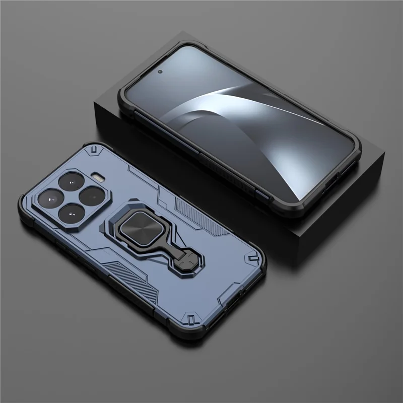 Obudowa do Xiaomi 17T Pro z obracalnym pierścieniem i podstawką, PC + TPU, odporna na wstrząsy - granatowa