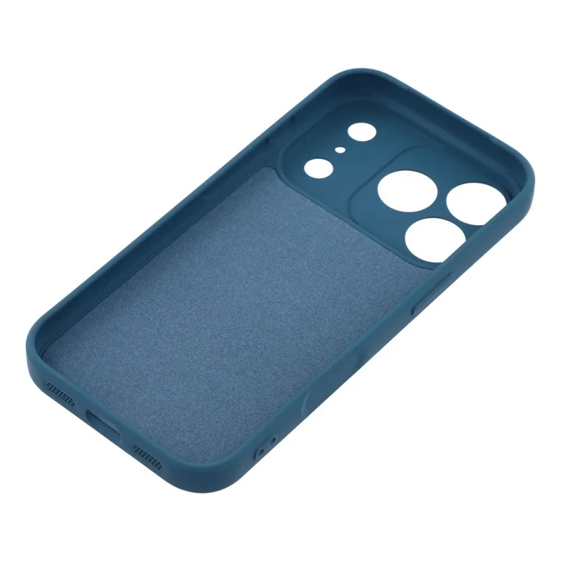 Funda de silicona líquida para iPhone 18 Pro con anillo giratorio y correa - Azul medianoche