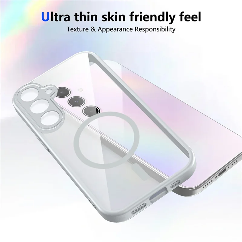 Custodia magnetica per Samsung Galaxy S26 FE / S25 FE - Cover trasparente in PC + TPU antiurto e delicata al tatto - Grigio