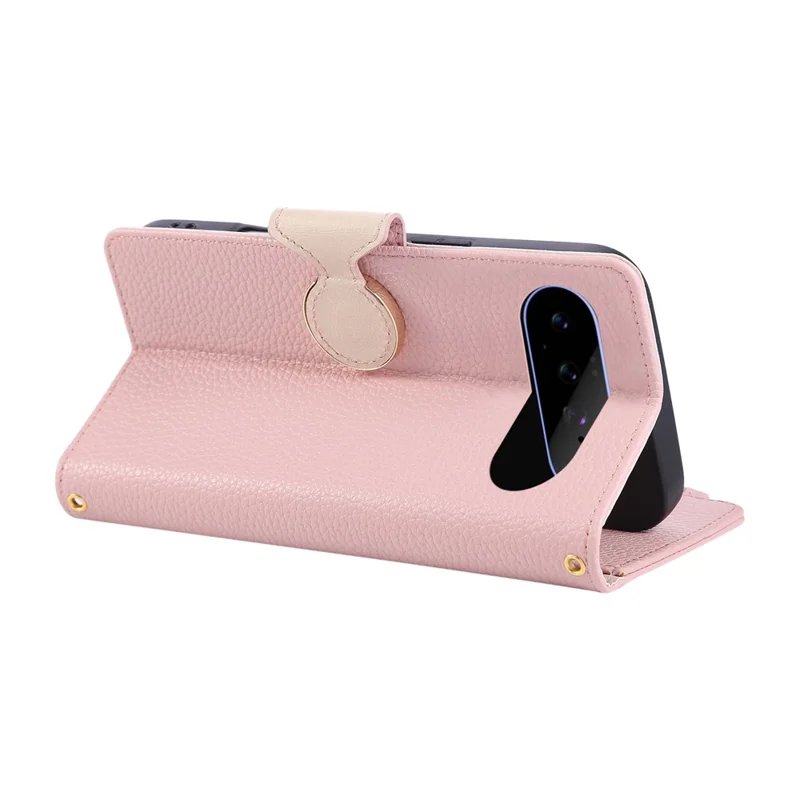 For Google Pixel 11 Case Zipper Wallet Leather Phone Cover with Wrist Strap - Pink