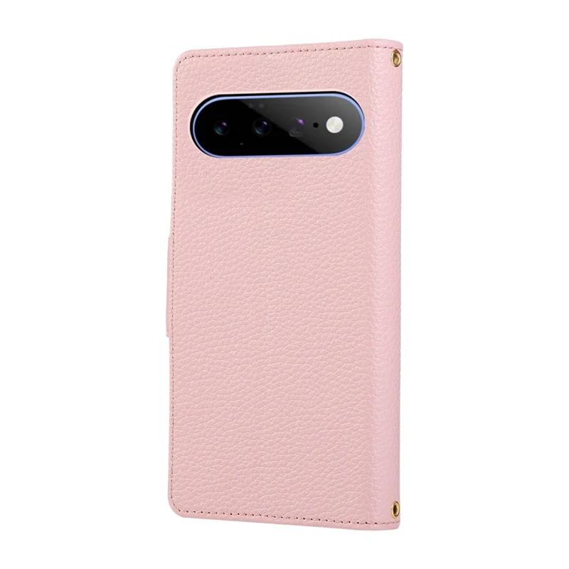 For Google Pixel 11 Case Zipper Wallet Leather Phone Cover with Wrist Strap - Pink