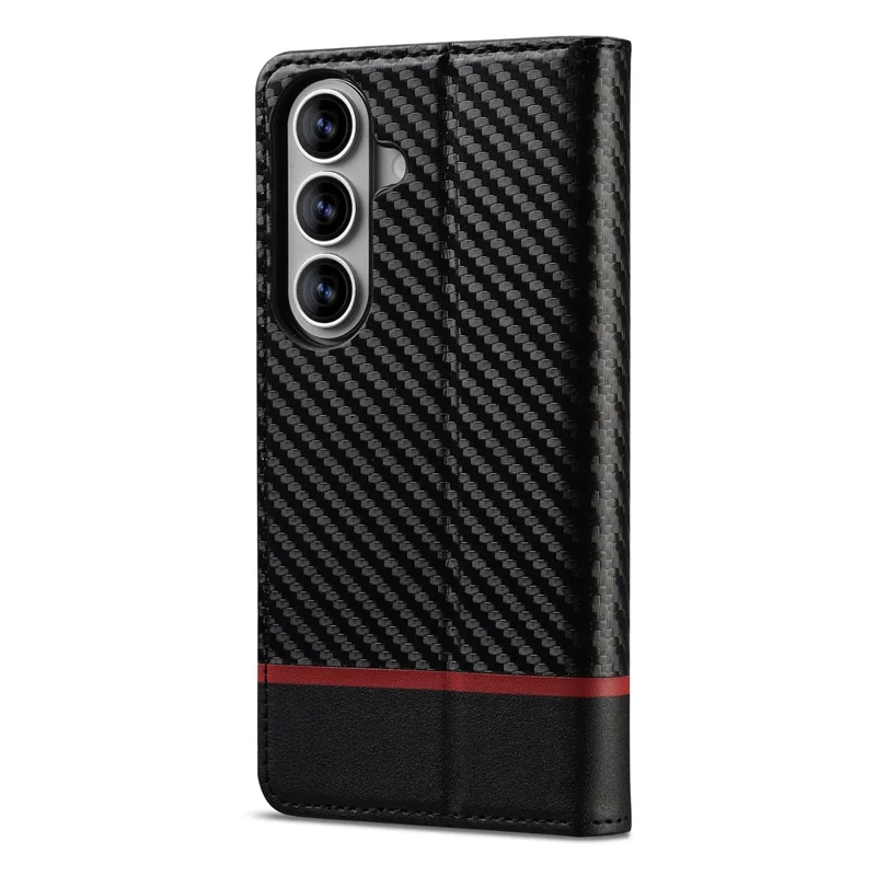 LC.IMEEKE Wallet Case for Samsung Galaxy S26 FE Carbon Fiber Texture Leather Phone Cover - Horizontal Stripe - 11