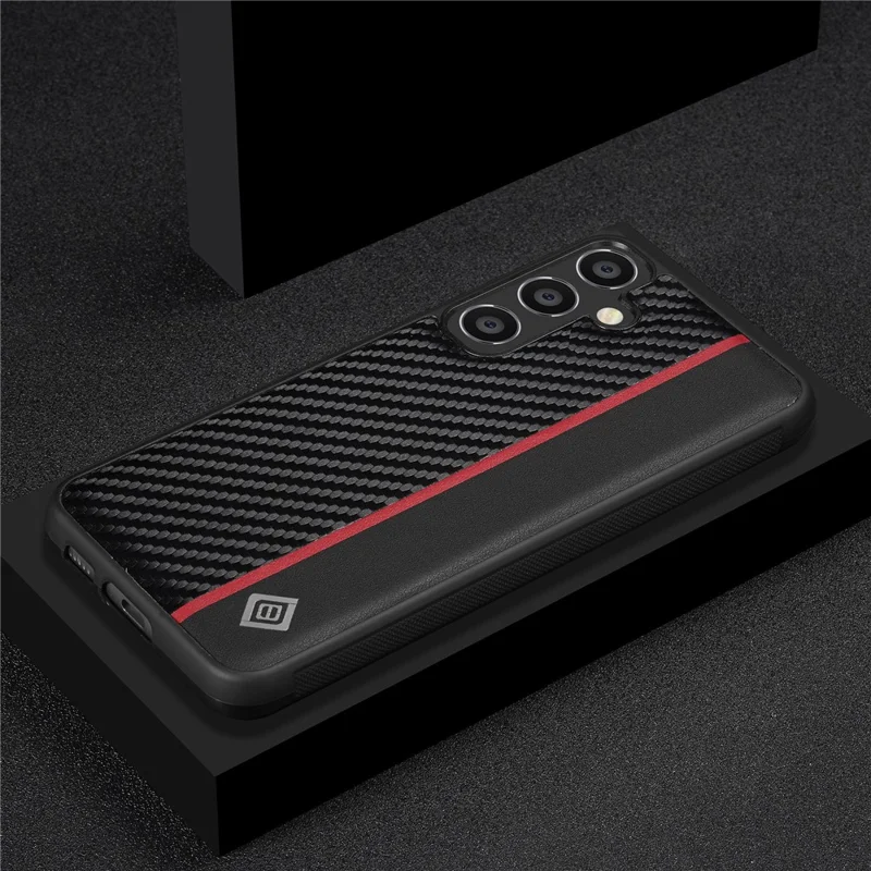 LC.IMEEKE For Samsung Galaxy S26 FE Case Carbon Fiber Texture Leather + TPU + EVA Phone Cover - Vertical Stripe - 9